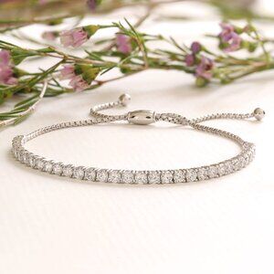 Adjustable Tennis Bracelet | 3mm CZ in Platinum-Plated Sterling Silver